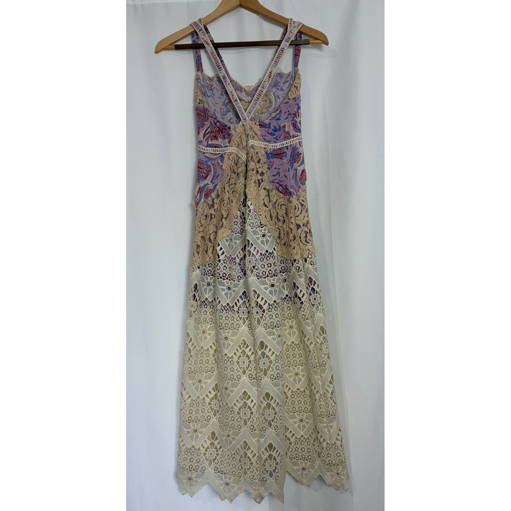 Free People Boho Crochet Festival Lace Paisley Maxi Dress Purple Size 10 Event - Picture 5 of 15